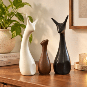 Elegant deer family showpiece set with antique finish for home decor