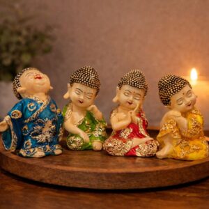 Set of 4 Monk Figurines: Home Decor & Spiritual Gift