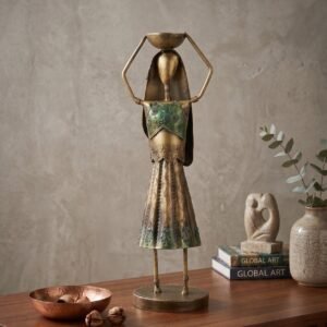 Metal farmer figurine for home decor