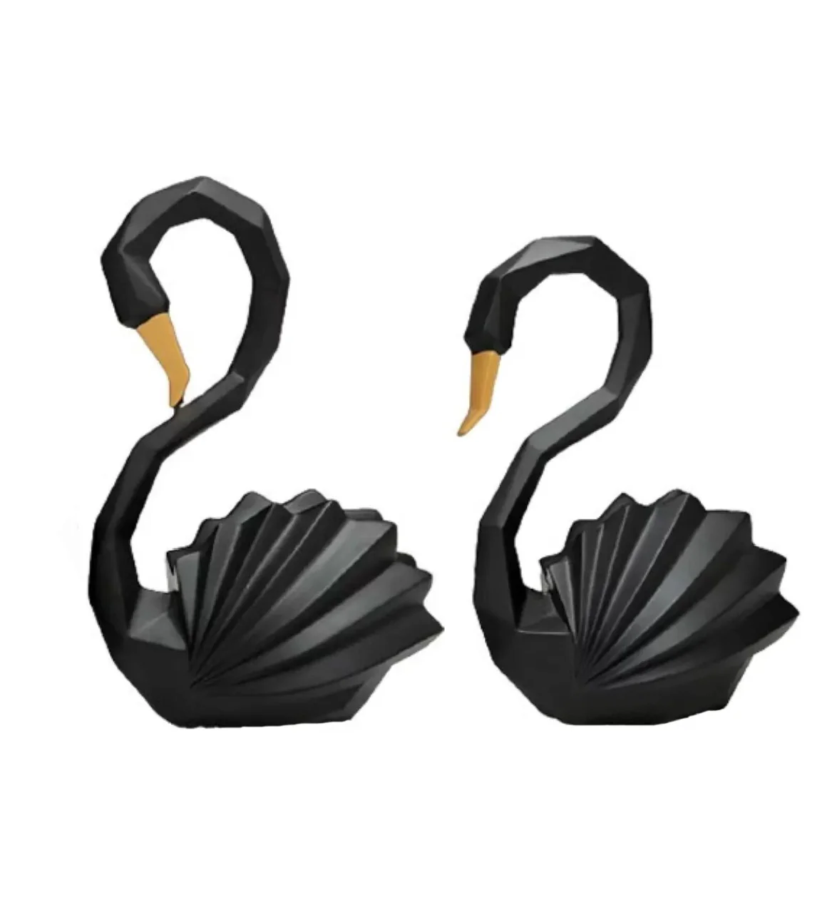 Decorative Black Swan Figurine Pair - Modern Feng Shui Decor - Image 2