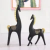 Black Resin Long Neck Horse Showpiece Home Décor