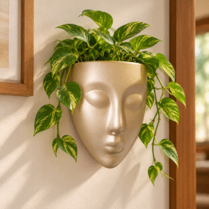 Ceramic Face Shaped Wall Mounted Planter for Home Decor | Decorative Hanging Planter | Indoor Wall Decor