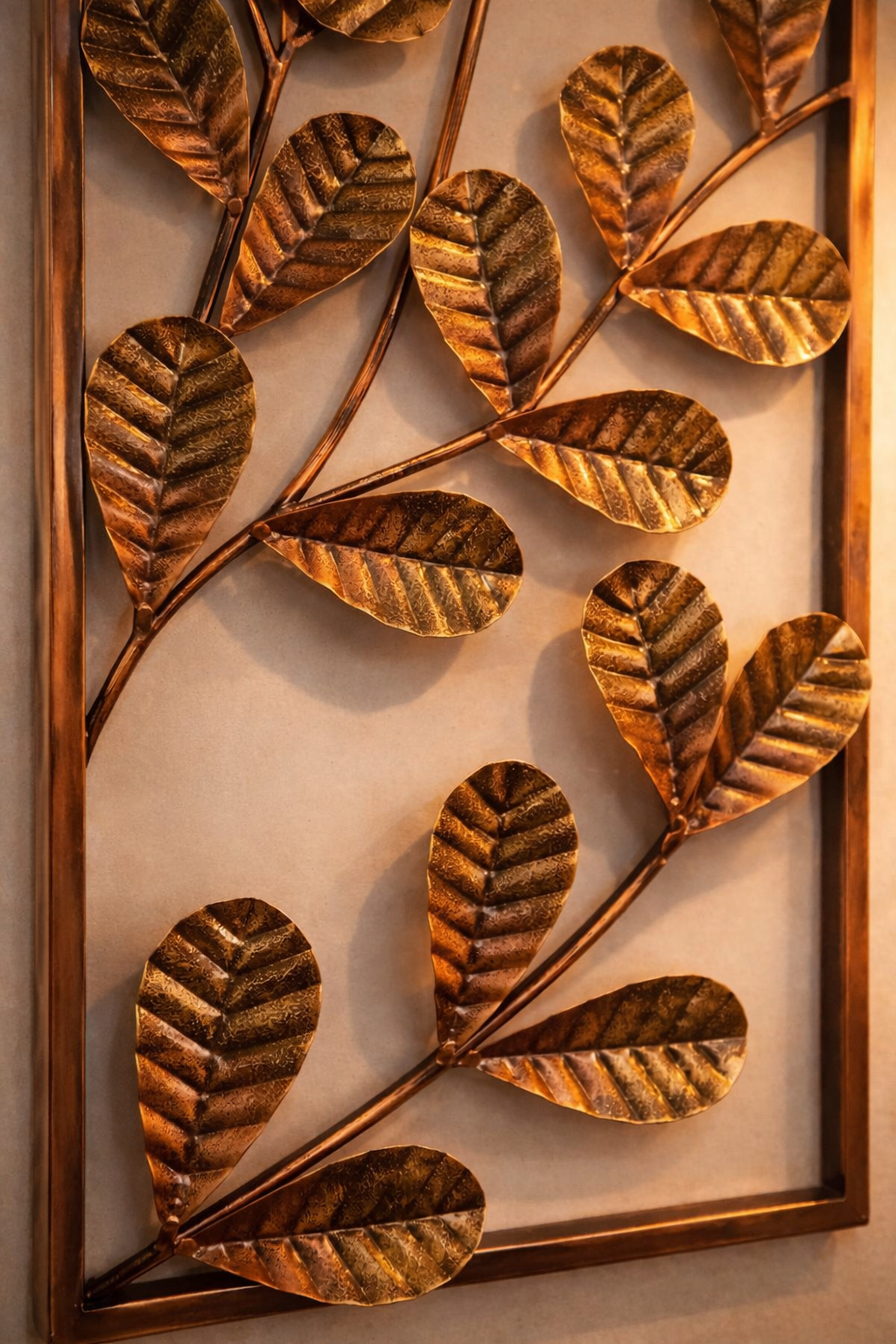 Large Copper Leaf Metal Wall Art Panels | Set of 2 Décor