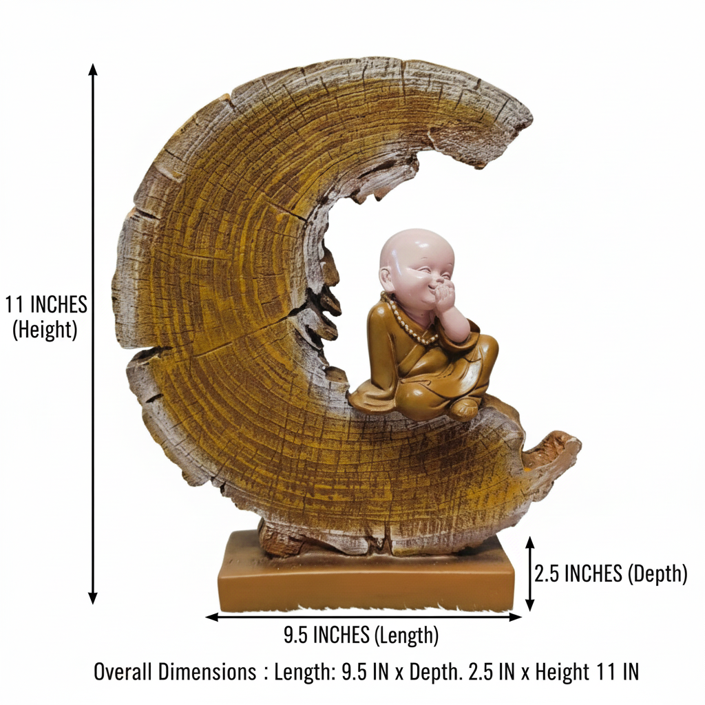 Serene Zen Monk Showpiece – Crescent-Shaped Meditation Statue | Tranquil Home Décor - Image 3