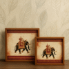 Royal Elephant Procession Wooden Serving Tray Set (Set of 2) | Traditional Indian Art Home Decor