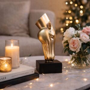 Abstract Golden Face Sculpture Showpiece | Modern Luxury Home Décor Accent