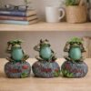 Peace Hope Enjoy Frog Figurines Set of 3 – Decorative Resin Showpiece for Home & Office (5 Inch)