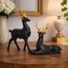 Luxury Black & Gold Deer Showpiece Set for Home Décor