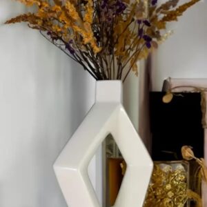 Modern White Ceramic Vase for Shelf & Living Room Decor