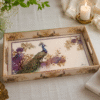 Peacock wooden serving tray set of 3