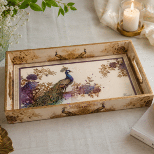 Peacock Wooden Serving Trays for Dining Table