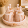 Luxury Pink Resin Jar Set with Tray for Dry Fruits, Snacks & Candy Storage