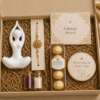 Premium Rakhi Decor Gift Hamper with Ceramic Showpiece, Rakhi, Ferrero Rocher, Personalized Card and Keepsake Magnet
