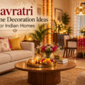 Navratri home decoration ideas with festive living room and dining decor in an Indian home